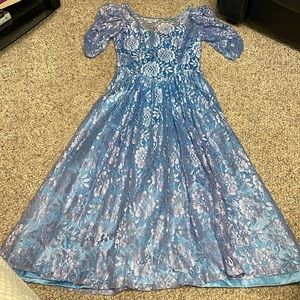 Vintage 80s satin/lace midi dress